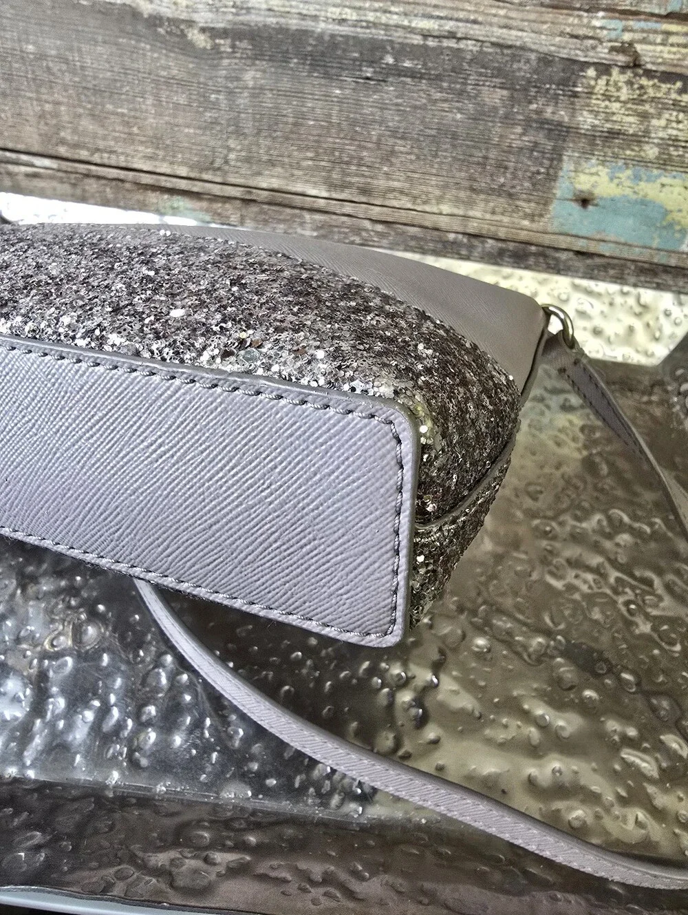 Kate Spade New York Greta Court Ramey Glitter Crossbody In Cityscape Gray